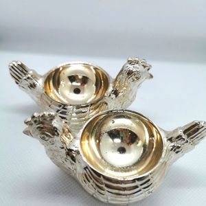 2 Birks E.P. Zinc Silverplate Hen Egg Holders